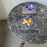 Empire walnut and marble pedestal table, late 19th century