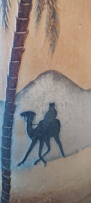 Large Muller vase "in the desert" rare piece signed 40 x 15 cm art deco - collectors