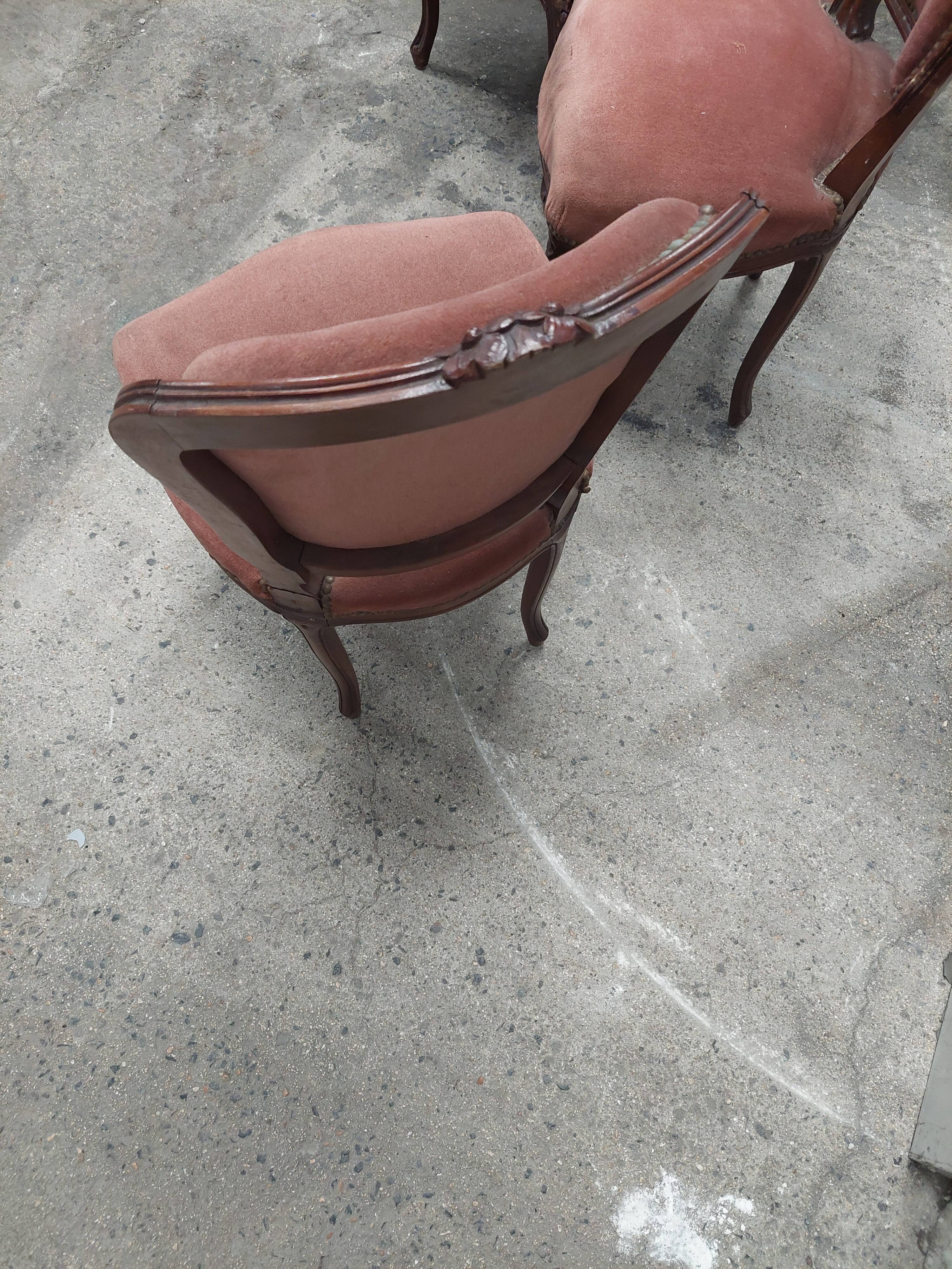 Set of 3 Louis Philippe style chair in walnut