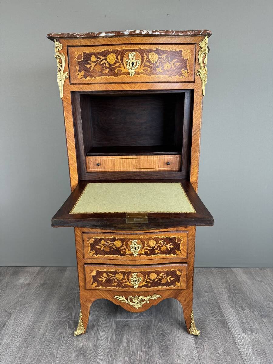 Louis XV marquetry secretary, Napoleon III period