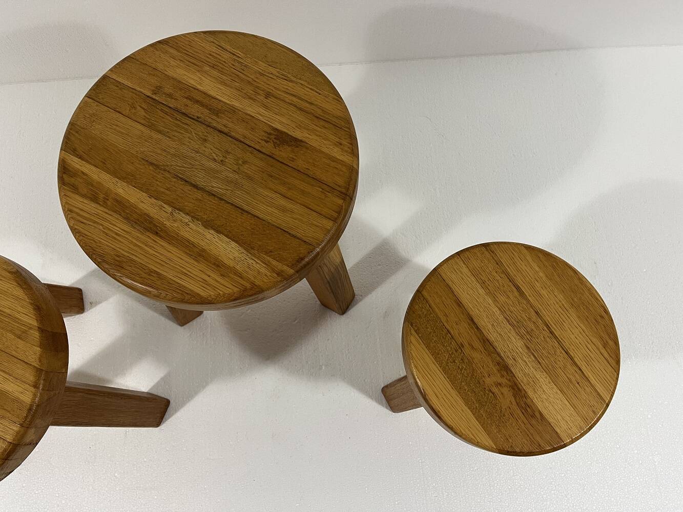 Brutalist blond oak side tables 1980’s