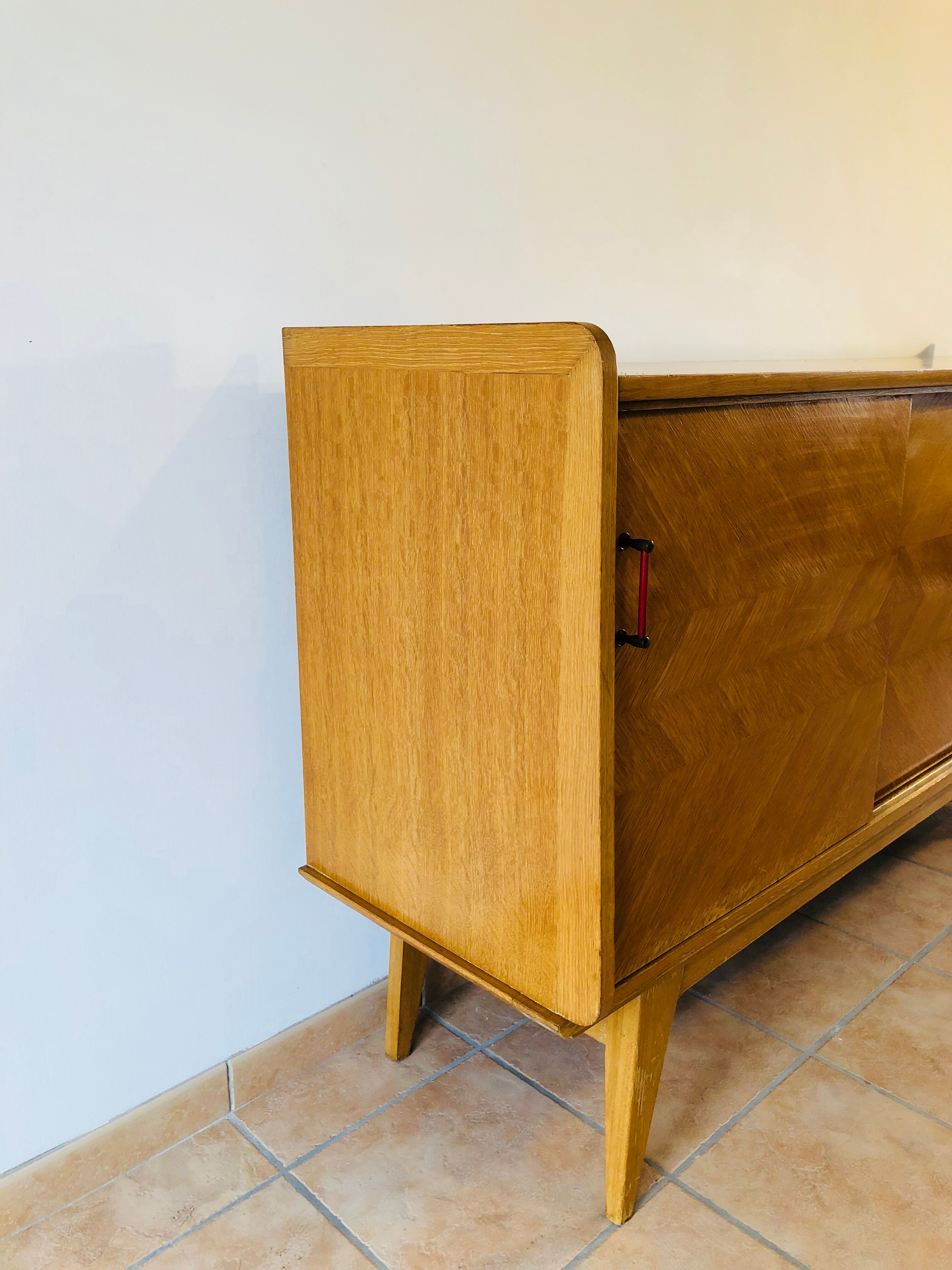 Sideboard oak feet compass 1960