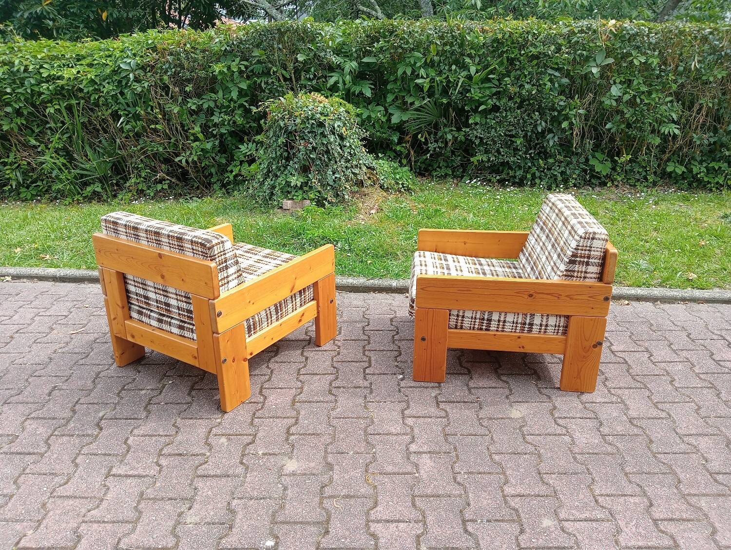 70s brutalist armchairs