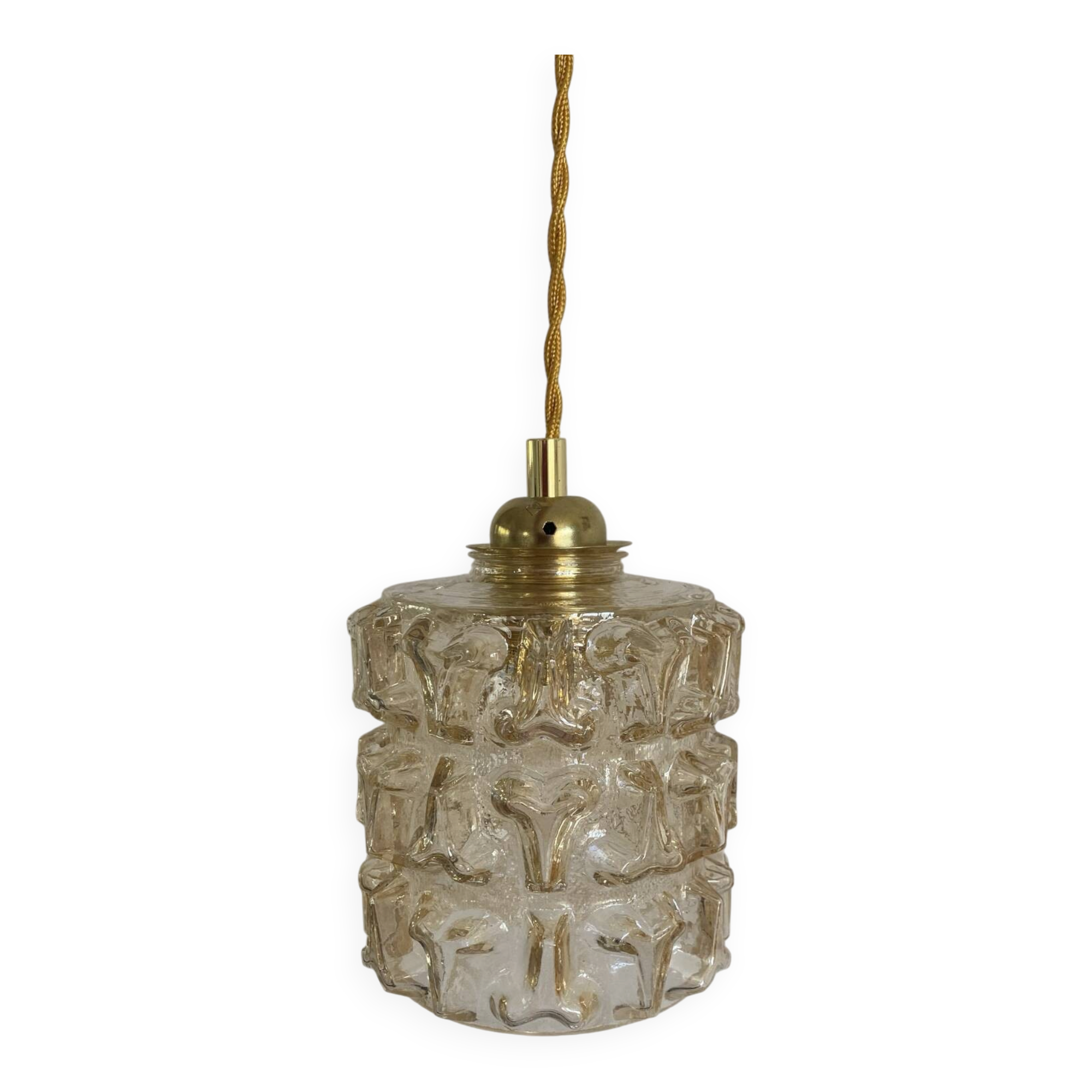 Vintage amber glass suspension globe