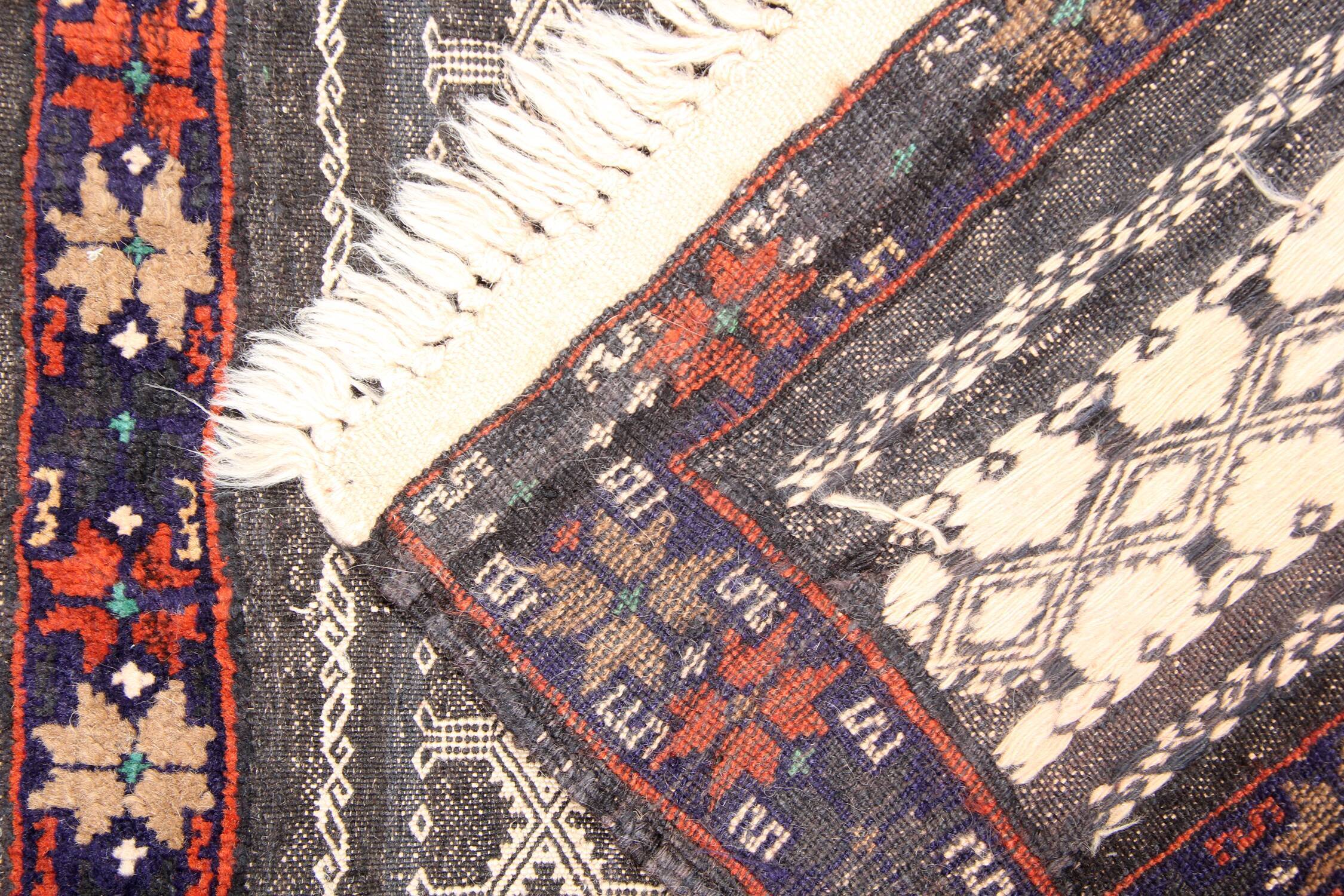 Hand made oriental wool carpet traditional tribal carpet- 75 x 133 cm