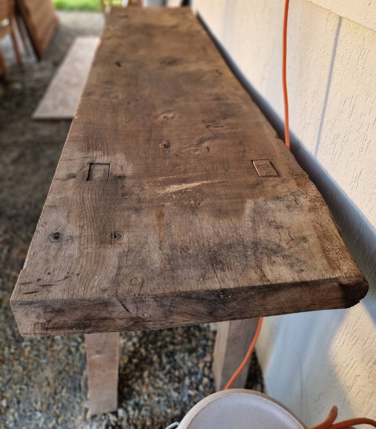 Antique solid wood workbench
