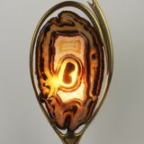 Lampe 1970 en laiton et agate attribuée à Willy Daro