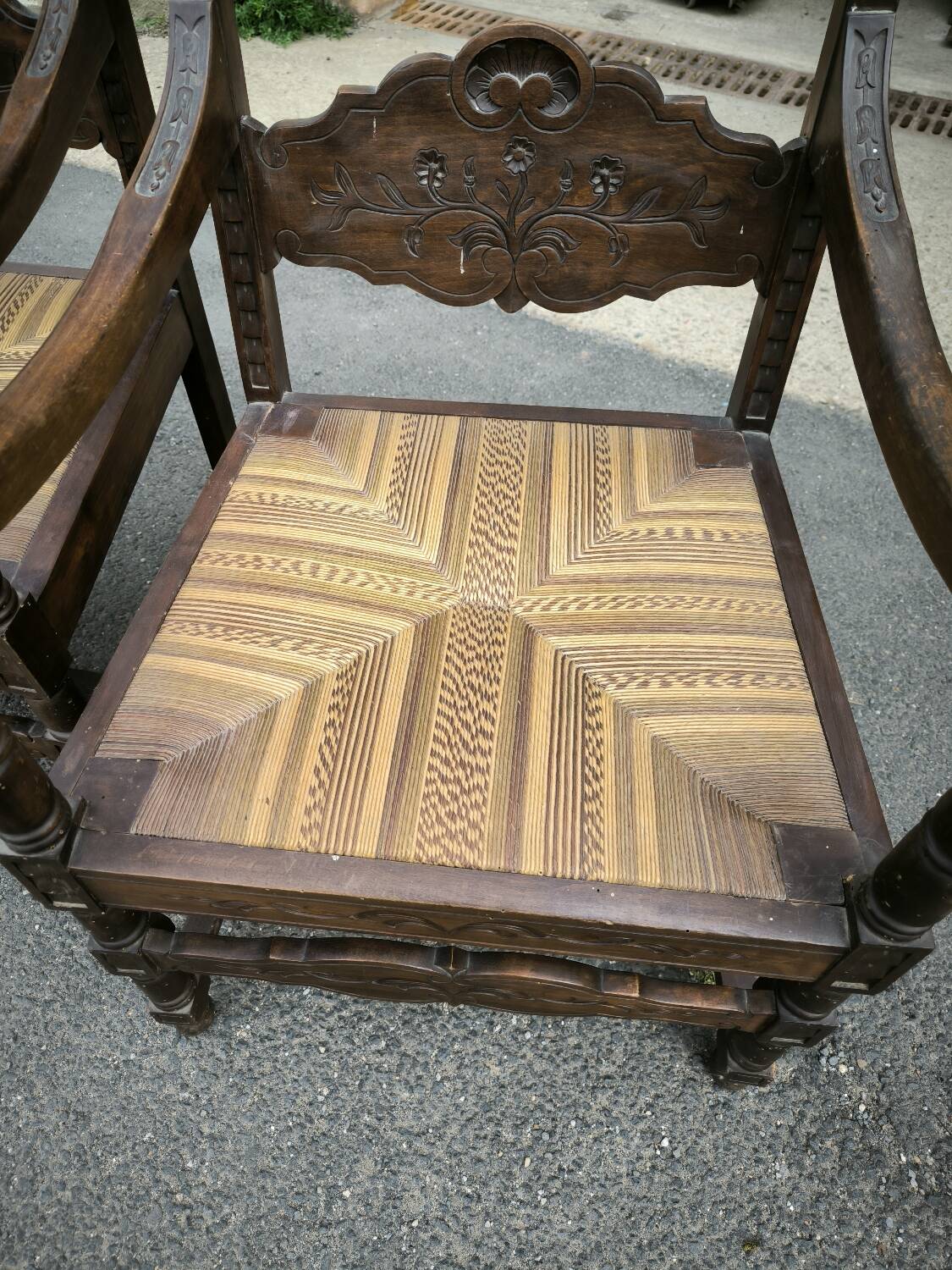 Pair of large, heavy armchairs from the late 19th century