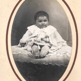 Oval Black and White Toddler Photo