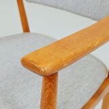 Vintage desk chair officer armchair light grey wool 1960