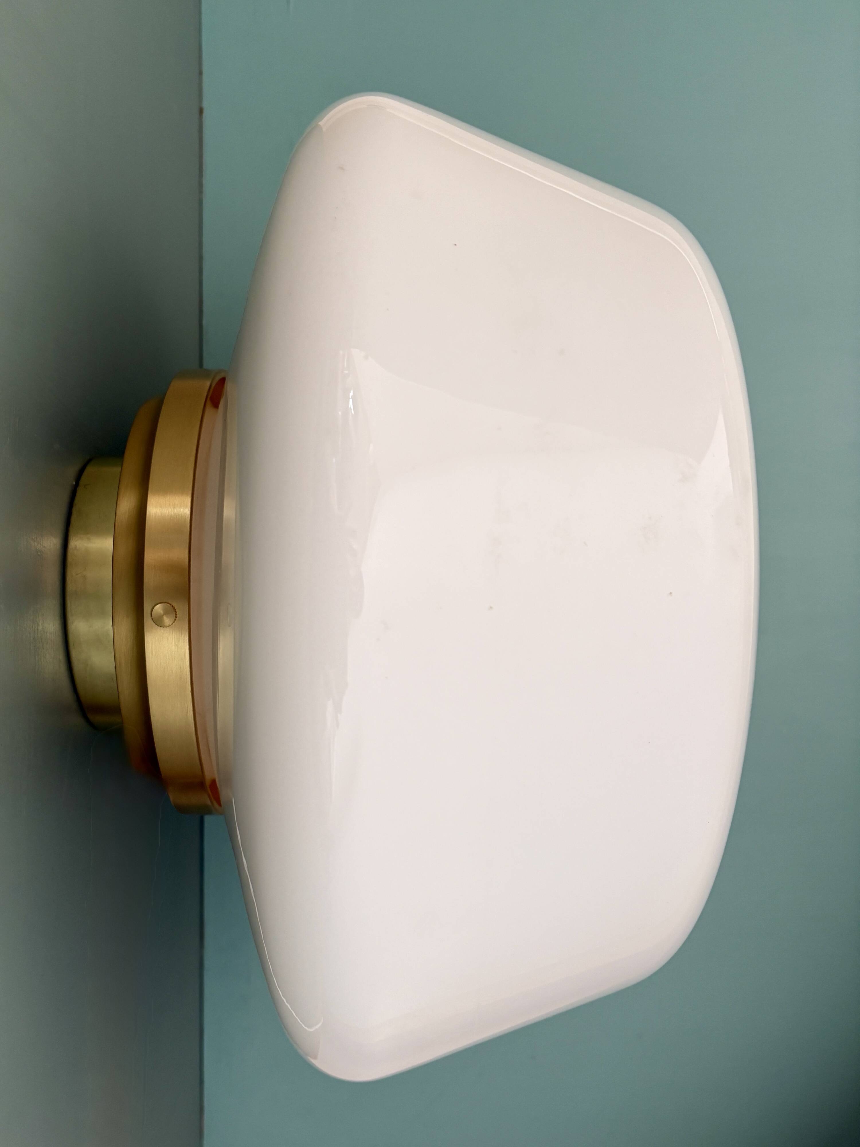 Vintage Mazda XXL globe wall or ceiling light in white opaline