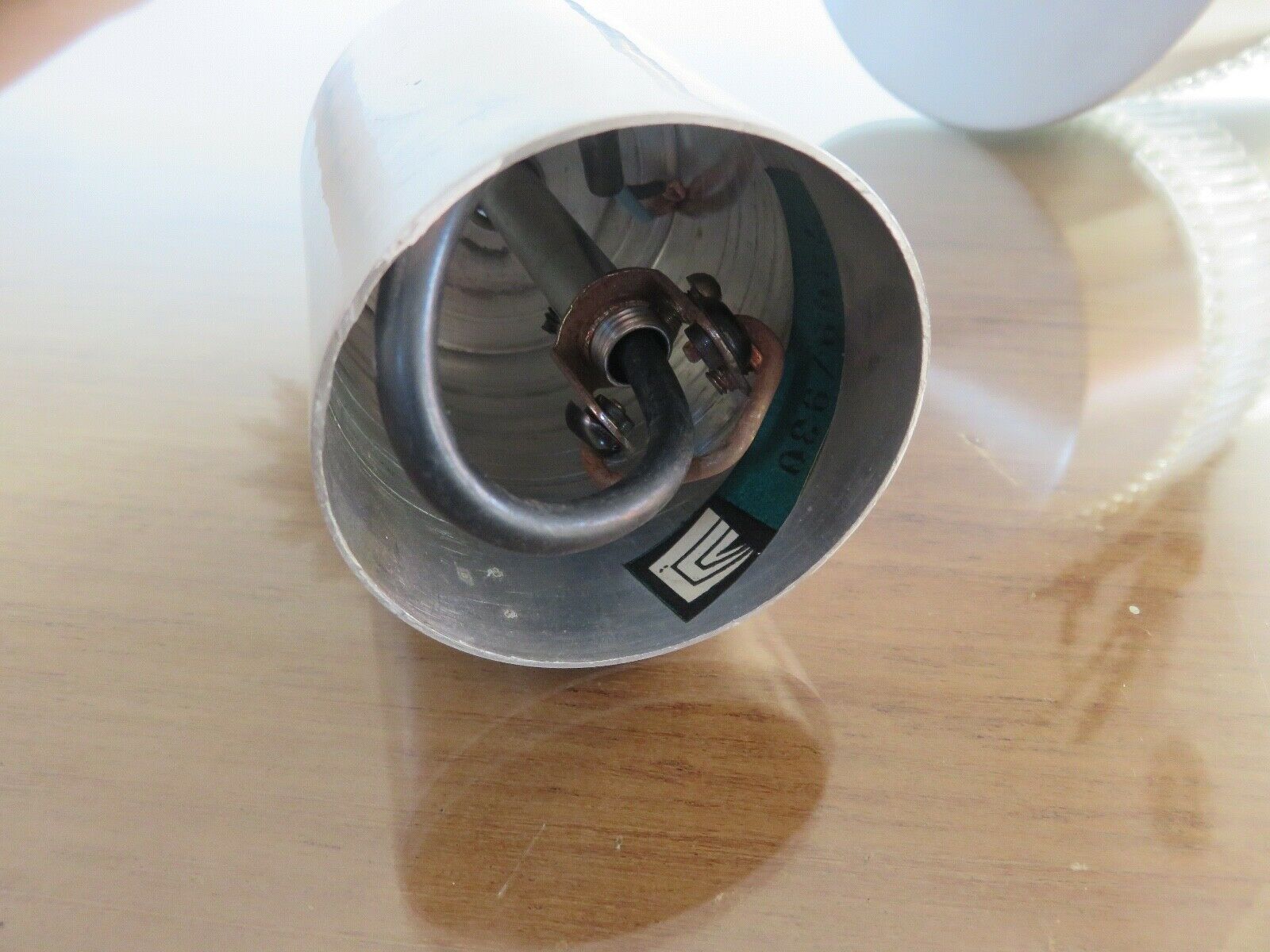 Scandinavian hanging lamp in glass and brushed aluminum 60s 70s