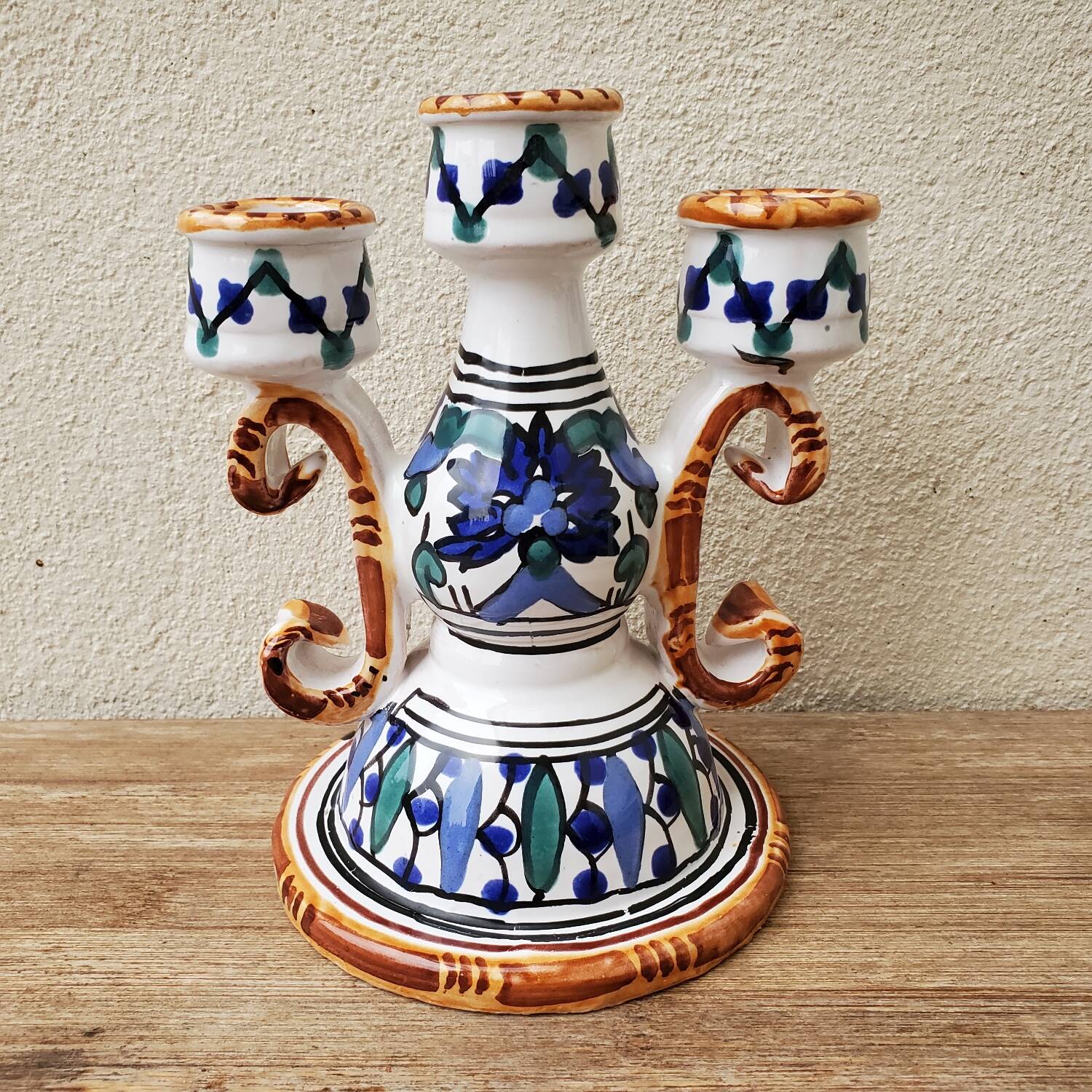 Glazed ceramic candle holder