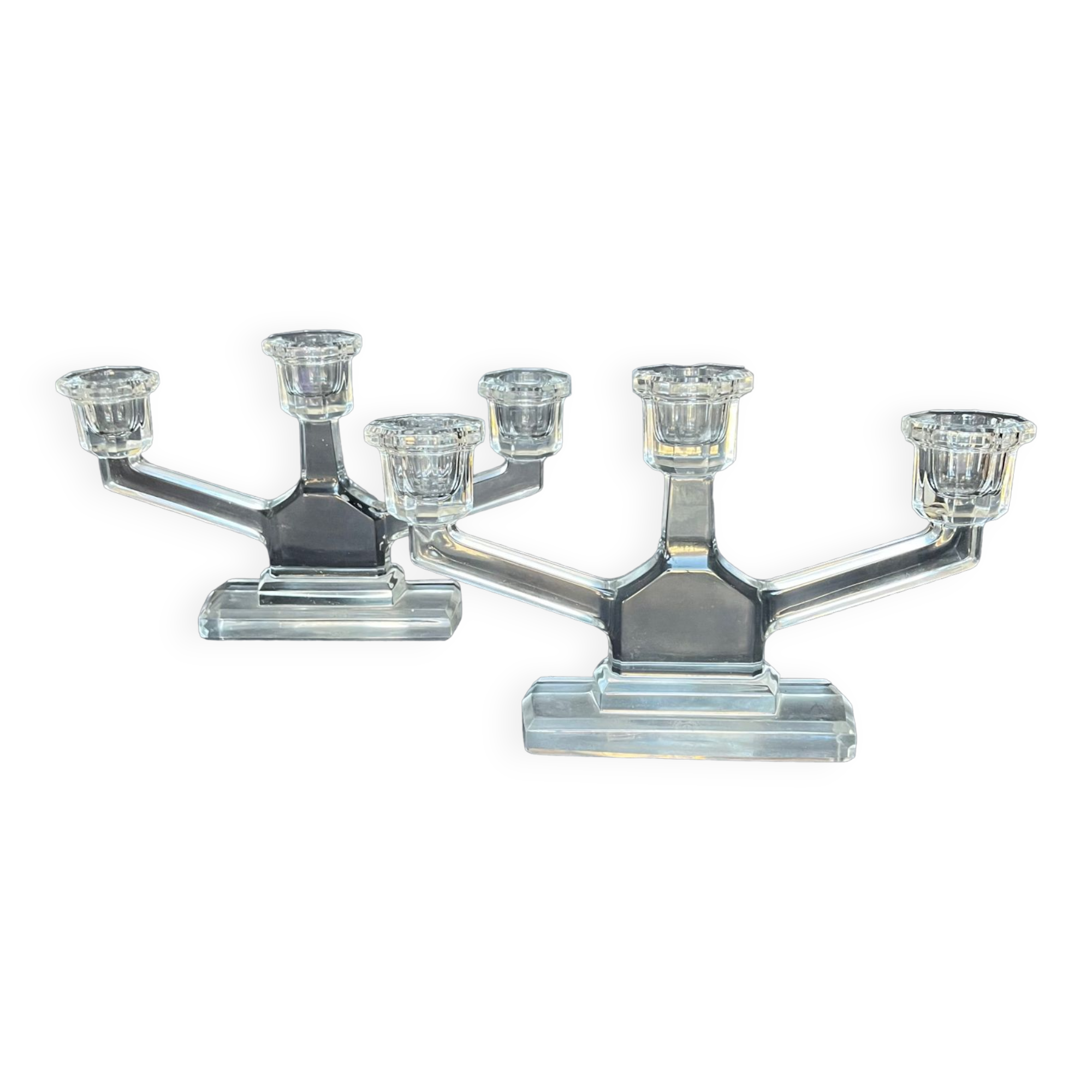 Pair of crystal candlesticks