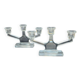 Paire de chandeliers en cristal