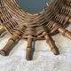 Oval Mirror in Rattan. Woven Willow and Bamboo. French Work from the Riviera.