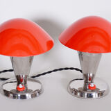 Paire de lampes de table Napako rouges fabriquées en Tchéquie des années 1930