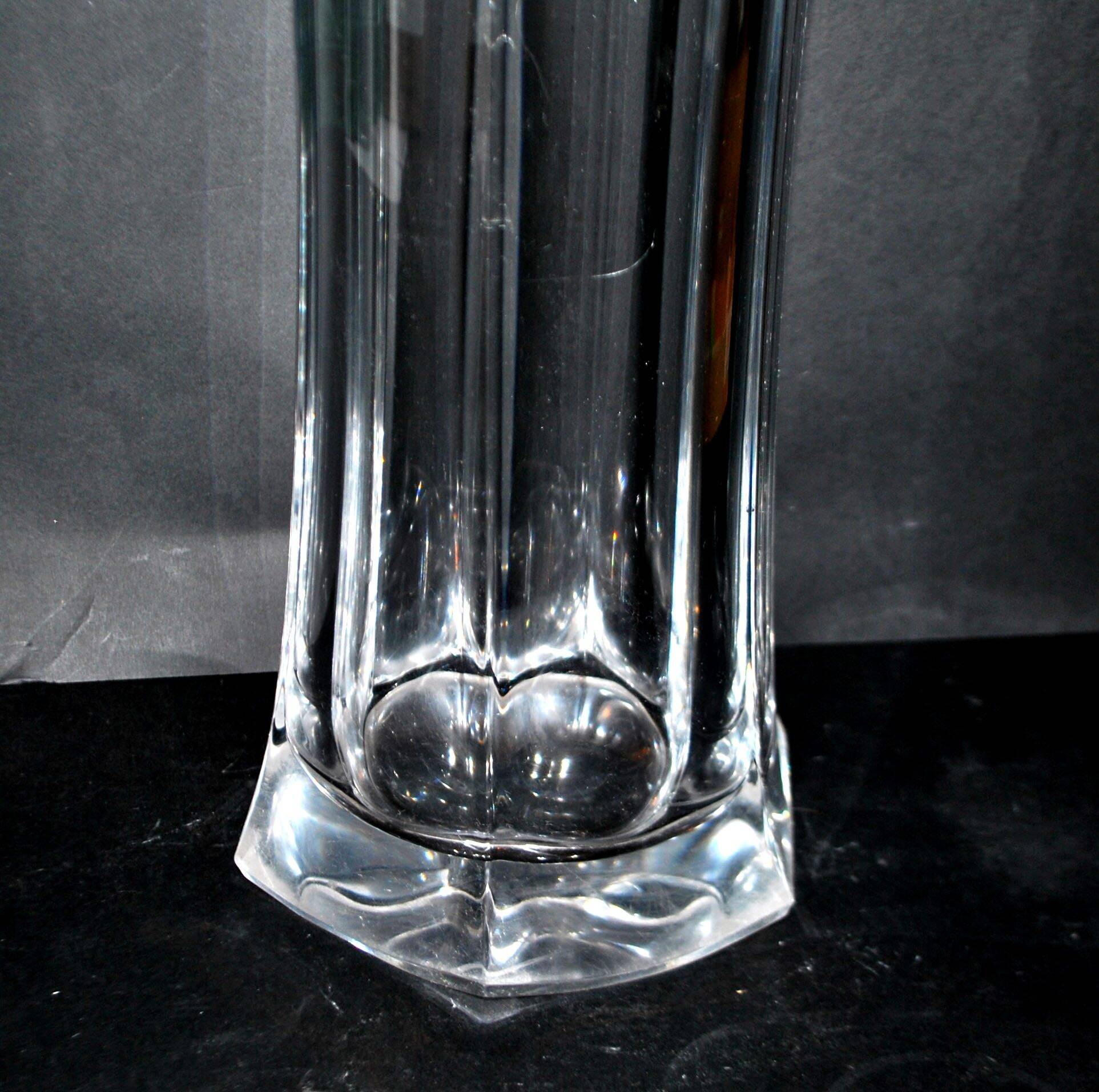 Sèvres large molded crystal vase, modernist design, H48.5