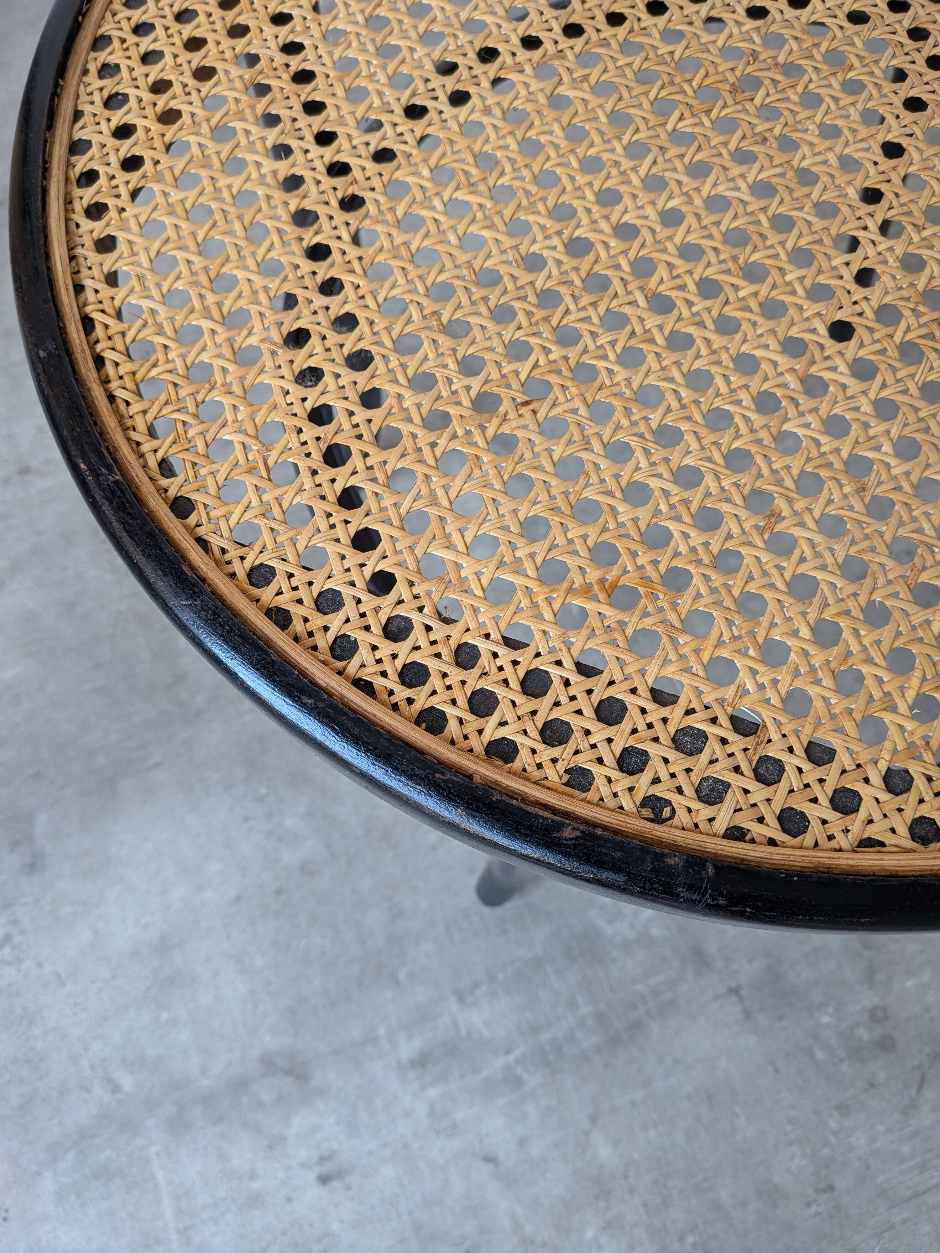 Mid-Century Thonet Style Dining Chair / Black Bentwood & Cane Seat Vintage