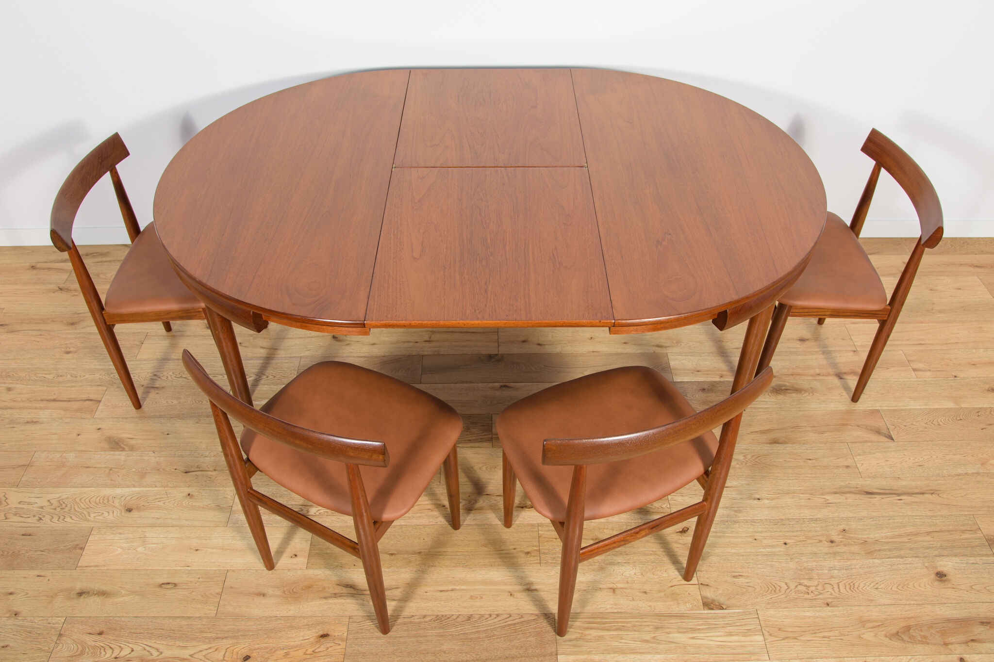 Mid-century teak dining table & chairs by Hans Olsen for Frem Røjle, Denmark, 1960s, set of 5