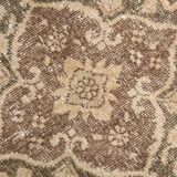 3x13 Beige & Brown Geometric Vintage Runner Rug, Long Runner Rug,