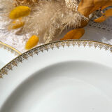4 assiettes creuses porcelaine blanche doré limoges lafarge & c