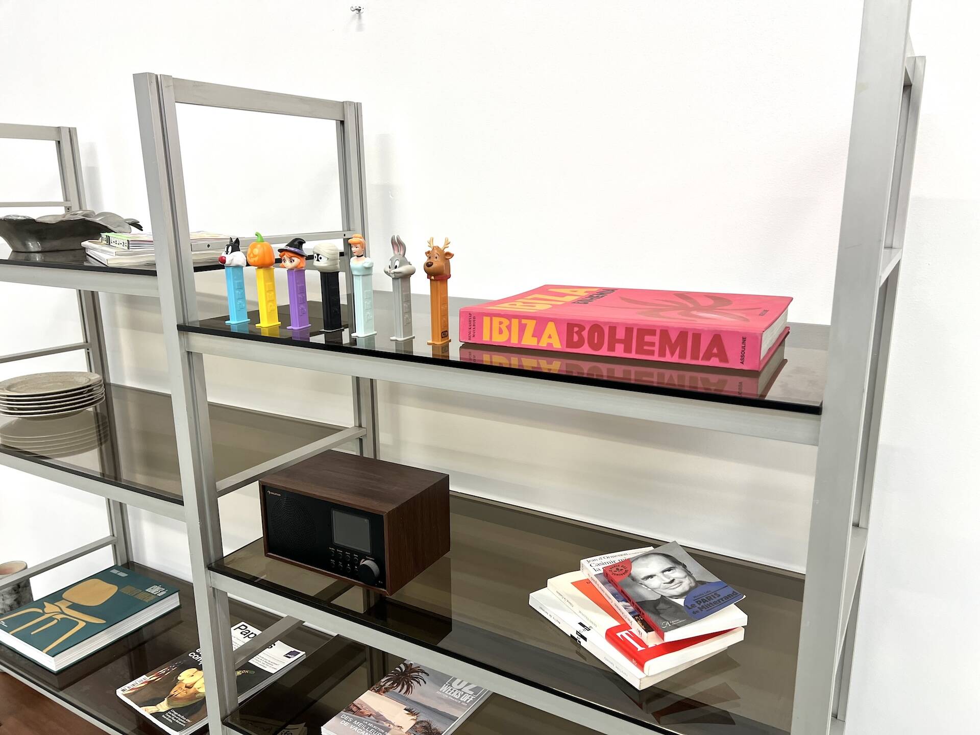 A row of 1980s bookshelves