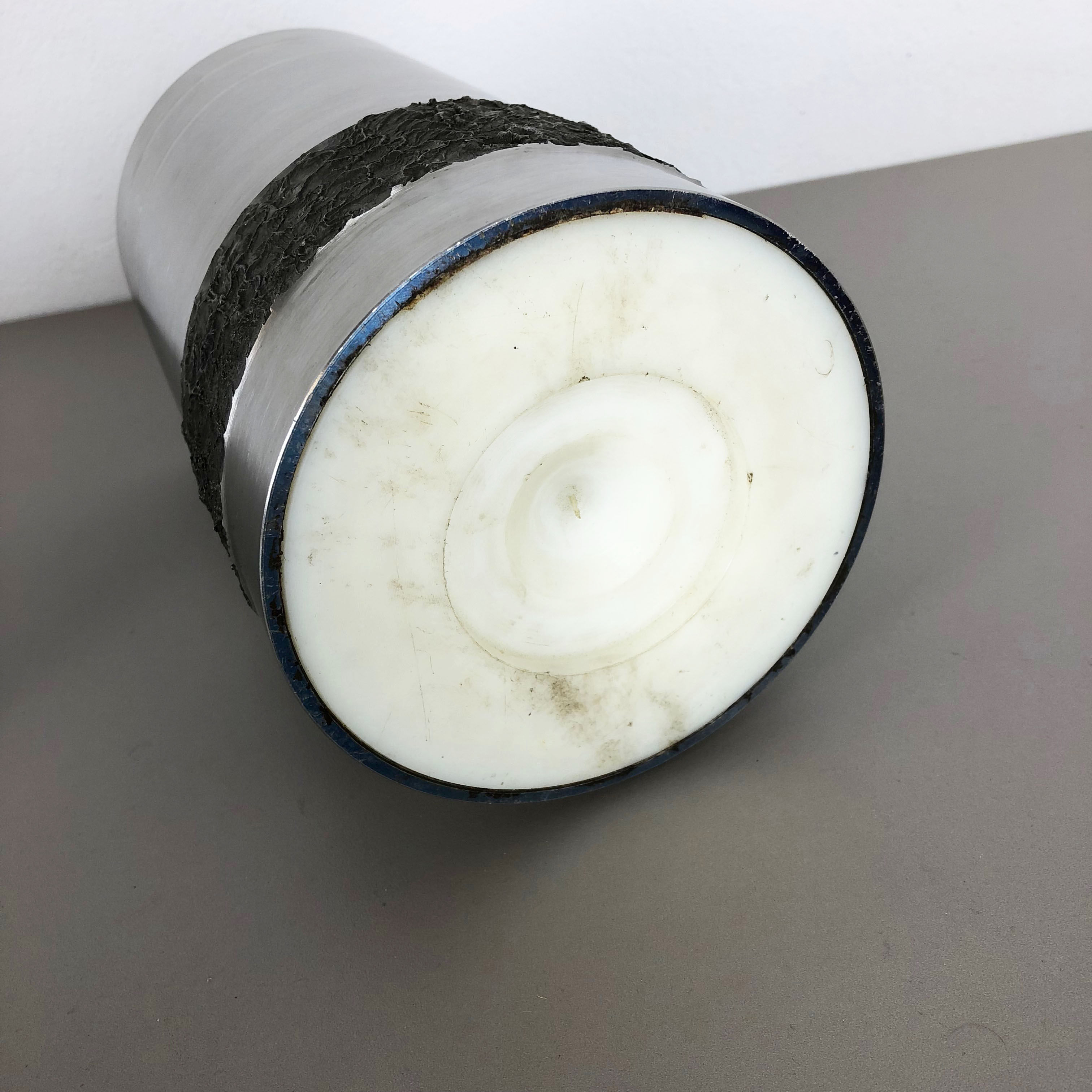 Set of 2 modernist vintage sculptural brutalist steel vases, Germany 1970s