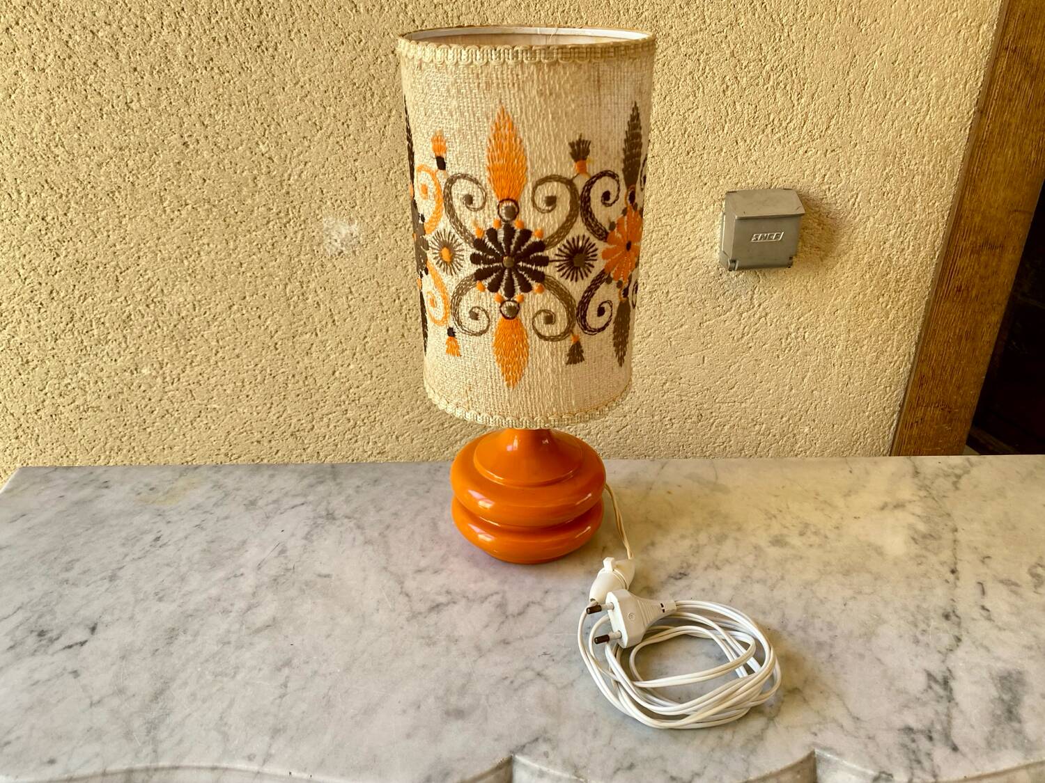 Lampe design Space age vintage années 70 original verre orange
