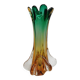 Vase en verre artistique aux nuances vert et ambre – années 60/70