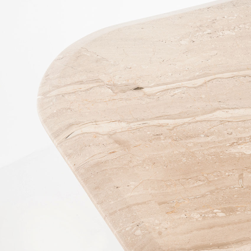 Vintage dining table. Travertine marble. Italy, 90s.