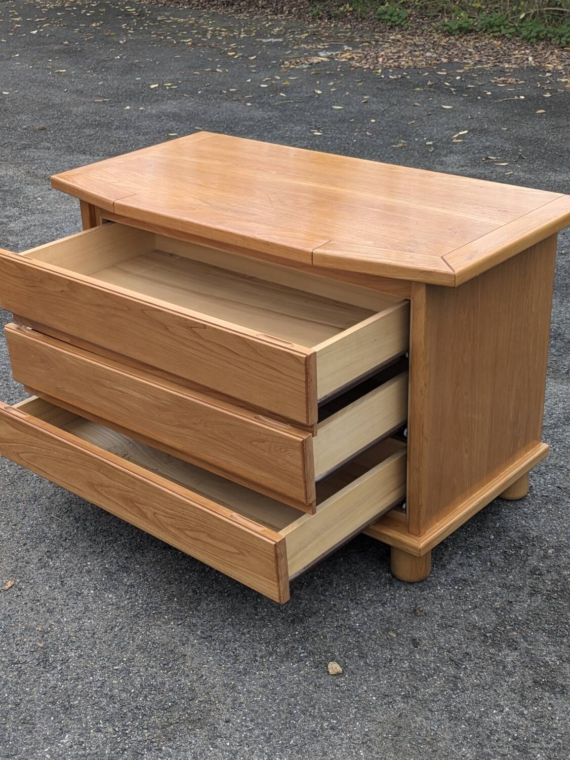 Brutalist chest of drawers in vintage elm 1980