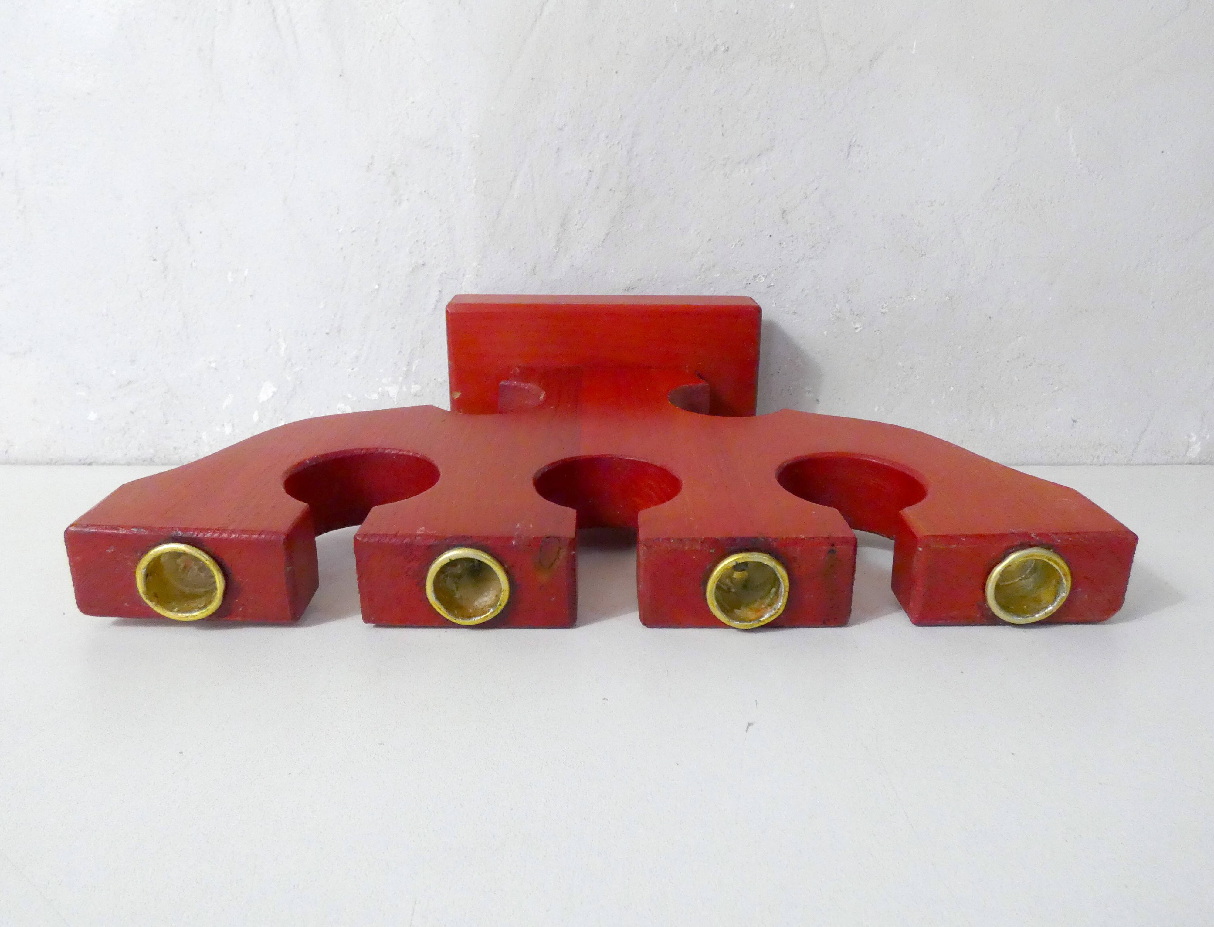 vintage painted wooden candlestick Scandinavian style