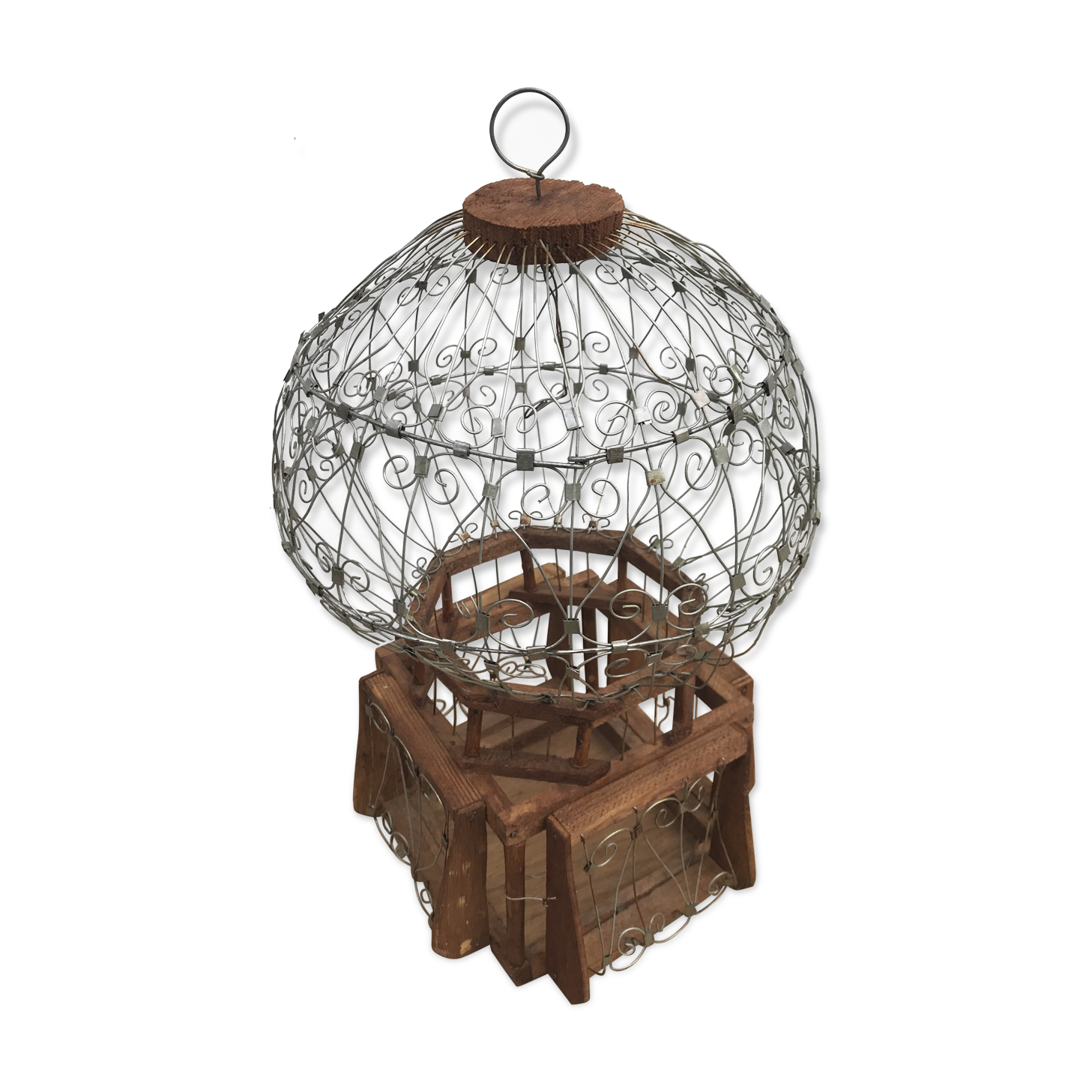 Old metal & wood  bird cage