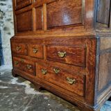 Antique English oak wardrobe with drawers, England, circa 1800–1820.