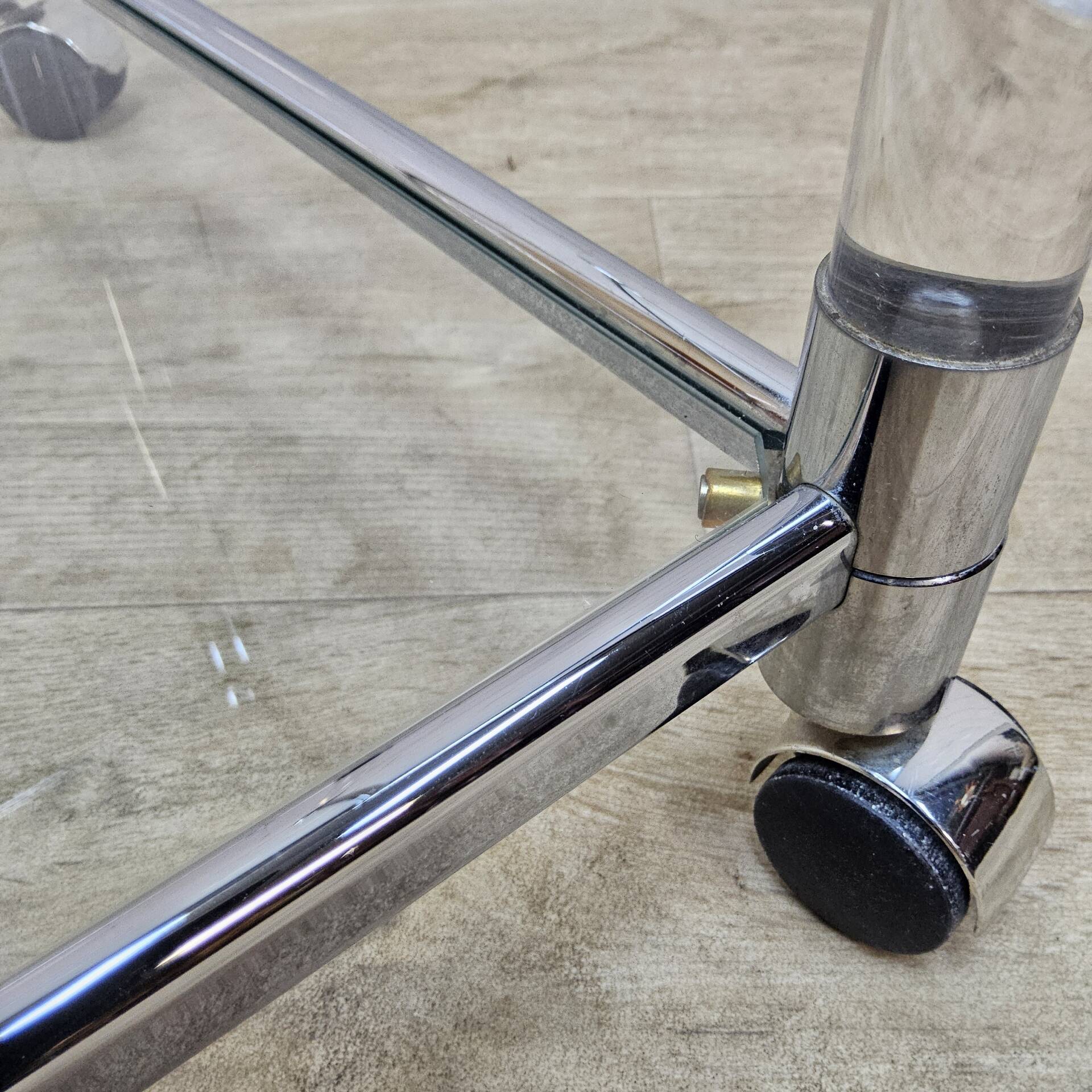 Vintage glass and chrome drinks trolley / tea trolley / side table