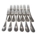 12 silver-plated table forks by Christofle Rubans