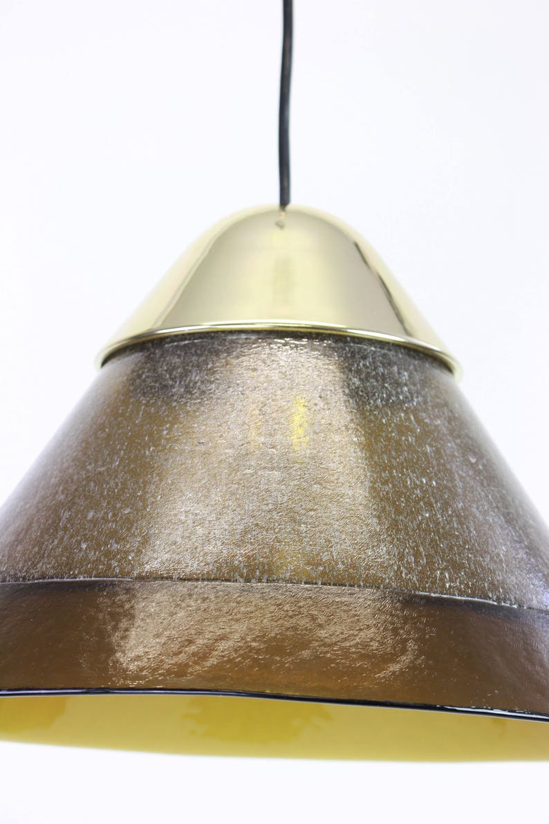 Mid century smoked glass pendant lamp by Peill and Putzler Germany 1970s