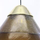 Mid century smoked glass pendant lamp by Peill and Putzler Germany 1970s
