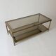 vintage brass coffee table with smoked glass mirror, antique Maison Jansen