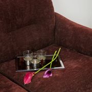 Brown velvet and chrome sofa, designed by Adriano Piazzesi, Italy, 1980s.