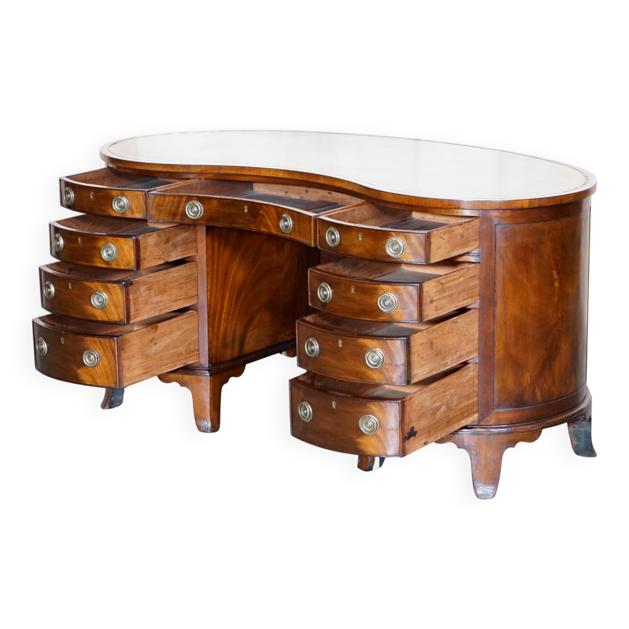 Victorian desk with leather top, restored.