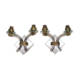 Pair of 1960/70 wall lights with 2 arms in murano glass
