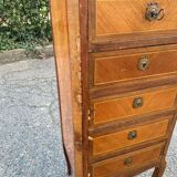 Louis XV transition XVI chest of drawers with 7 drawers in wood and marble