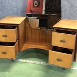 Hairdresser 1970s in teak and oak blond feet compass