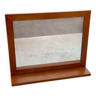 Scandinavian mirror with wooden shelf 80x65cm