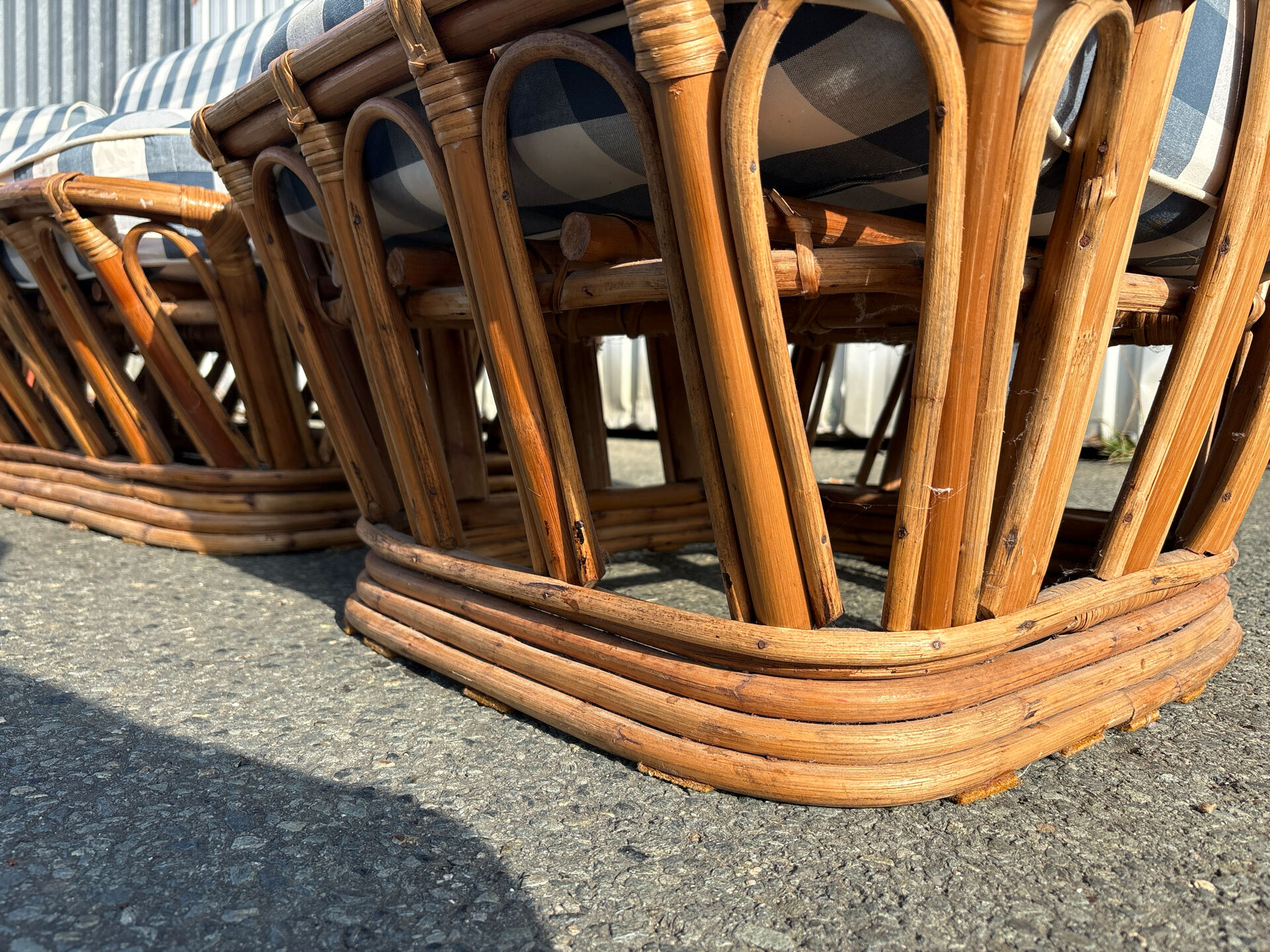 Vintage rattan lounge – sofa and two armchairs – 1960s/70s
