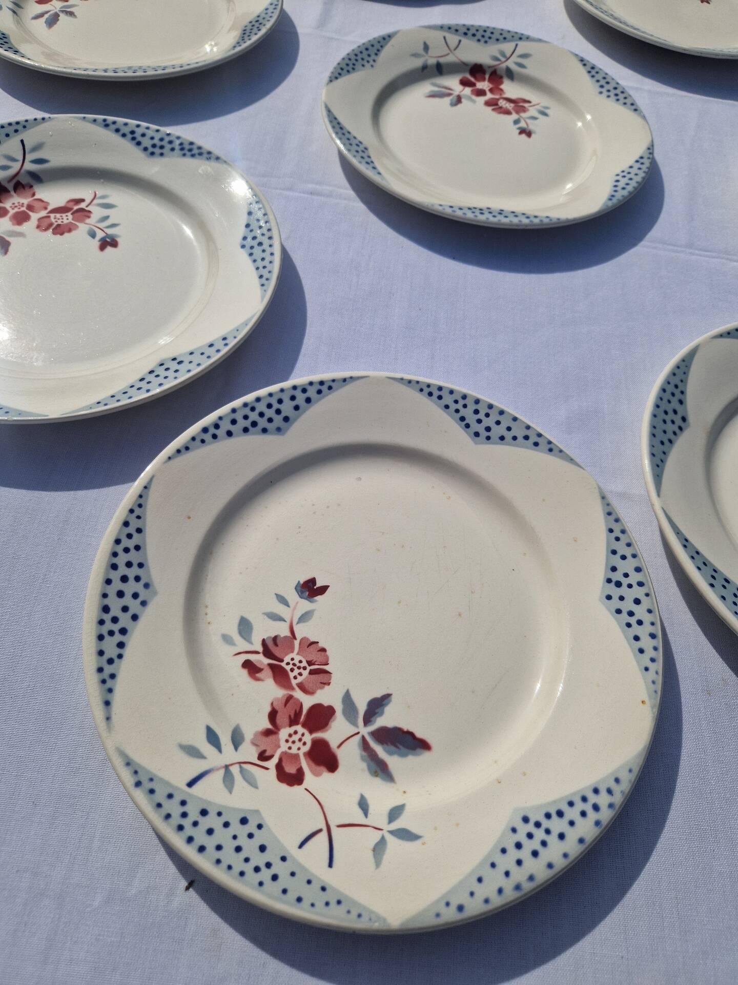 Set of 8 Flat Plates Barfleur Model Sarreguemines Manufacture
