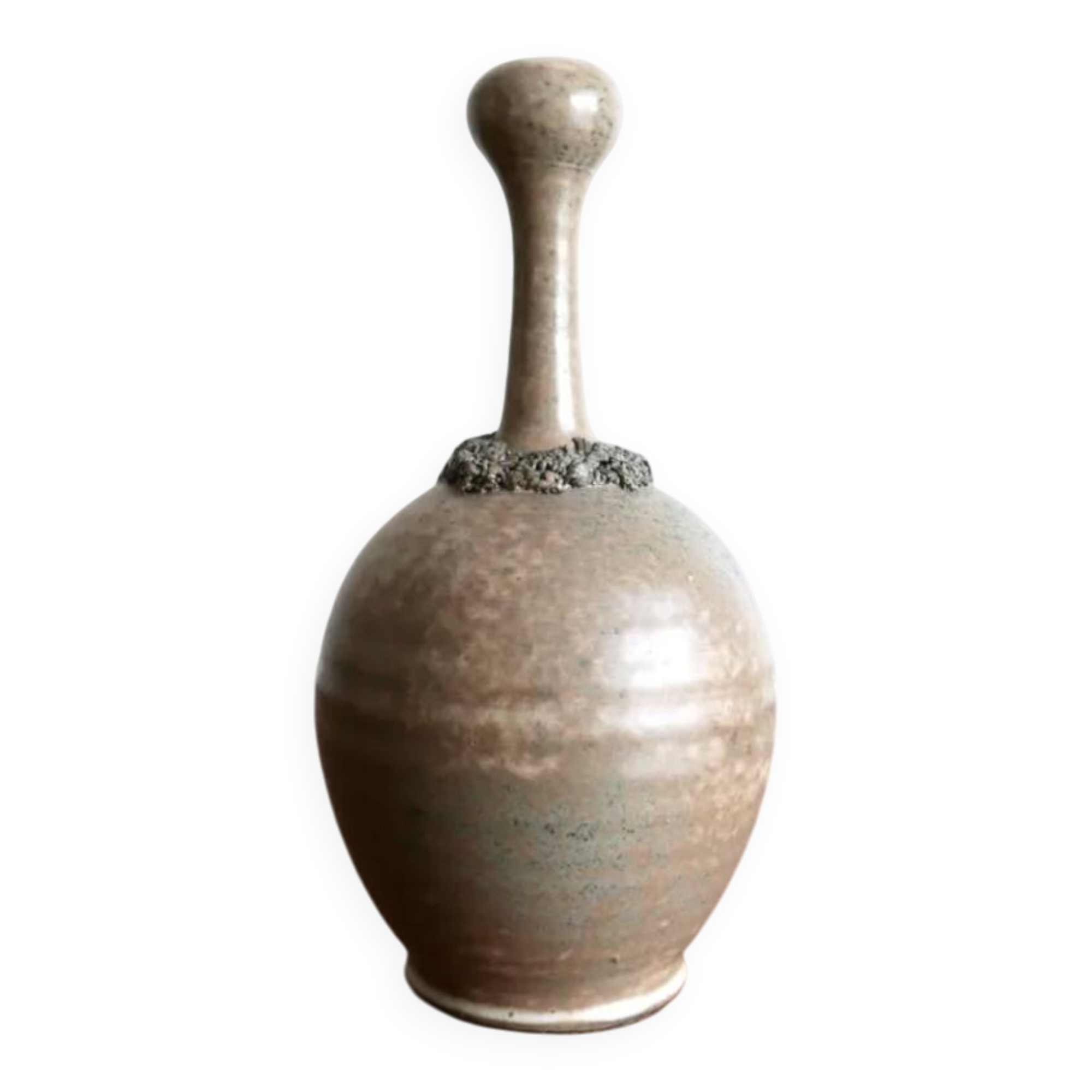 Brown ceramic vase with a long neck, 1950s.