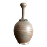 Vase en céramique marron au long col, années 50